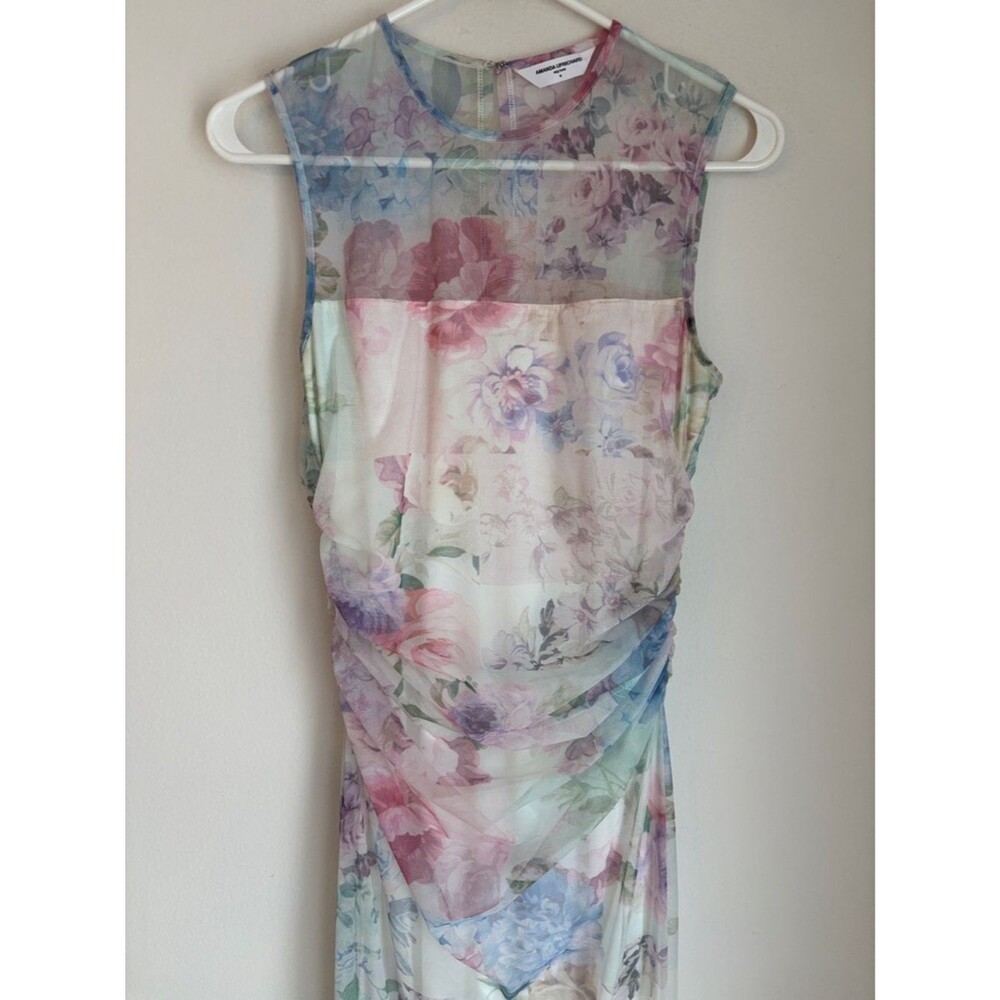Amanda Uprichard Lyle Sheer Floral Midi rouged pastel Dress Womens MD bridal EUC - Picture 6 of 16